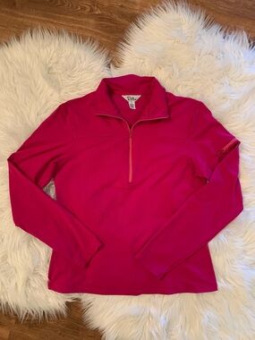 Lilly Pulitzer White Label Vintage Pink Magenta 1/2 Zip Pullover Sleeve Pocket M